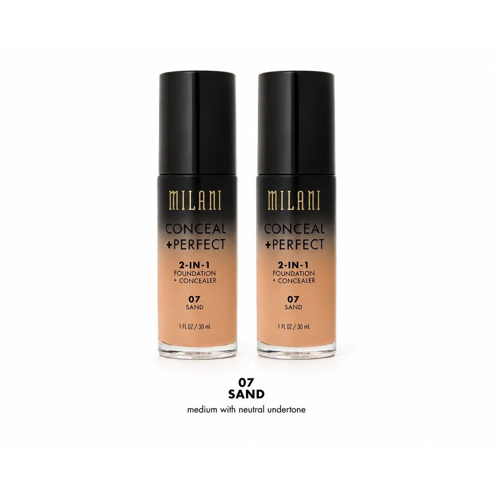 Lot of 2 Milani Conceal + Perfect 2‑in‑1 Foundation Sand (07) NEW 1oz. each